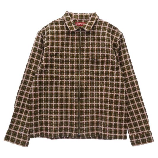 Supreme シュプリーム 25AW Metallic Plaid Zip Up Shirt メタリック プレイド ジップアップ シャツ ジャケット ブラウン系 ピンク系 マルチカラー系 M【美品】【中古】