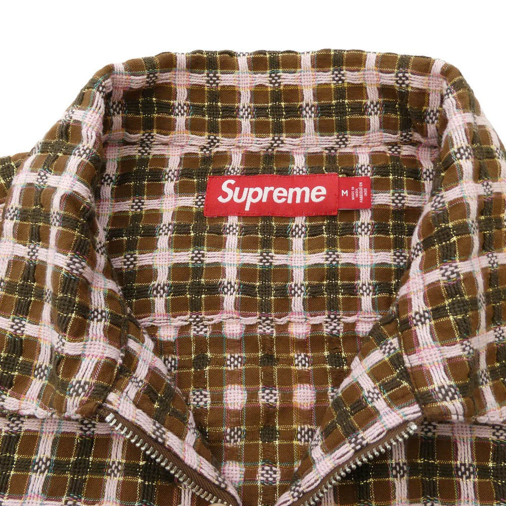 Supreme シュプリーム 25AW Metallic Plaid Zip Up Shirt メタリック プレイド ジップアップ シャツ ジャケット ブラウン系 ピンク系 マルチカラー系 M【美品】【中古】