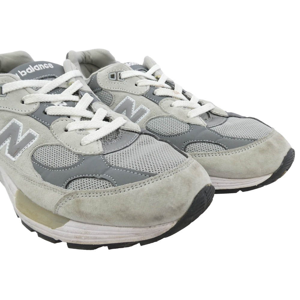 NEW BALANCE ニューバランス M992GR 992 Gray スエード切替 ローカットスニーカー グレー系 27cm【中古】