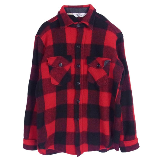WOOLRICH ウールリッチ WPL6635 70s 白タグ ウール チェック ボタンアップ ジャケット レッド系 M【中古】
