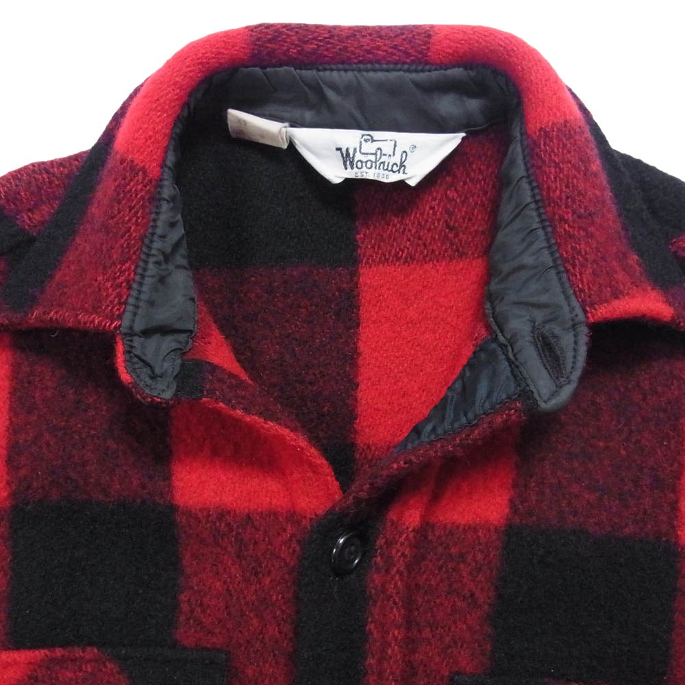 WOOLRICH ウールリッチ WPL6635 70s 白タグ ウール チェック ボタンアップ ジャケット レッド系 M【中古】
