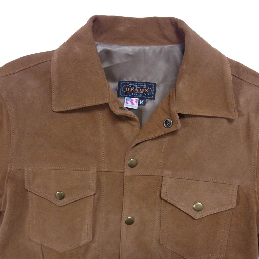 BEAMS ビームス 11-18-3913-343 PLUS プラス JOHNSON LEATHER製 USA製 スエード トラッカー ジャケット ブラウン系 M【中古】