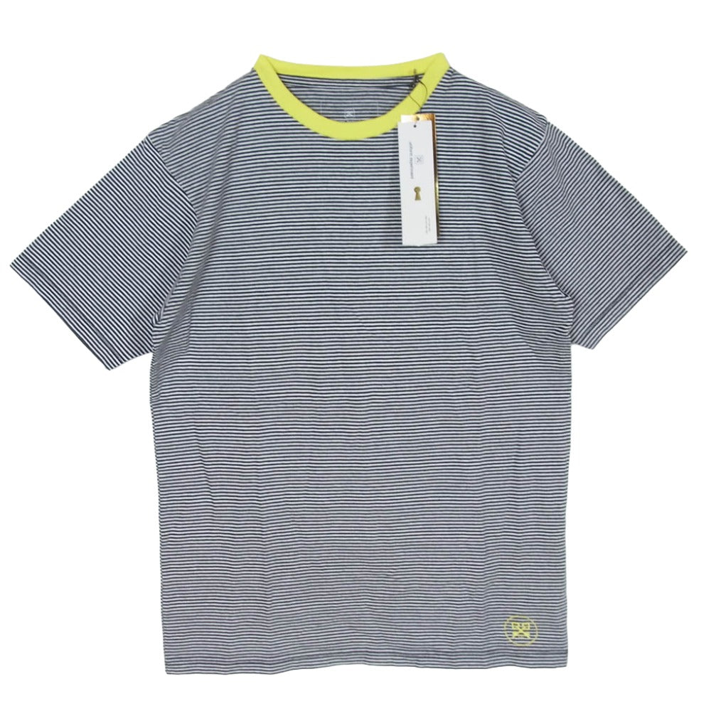 uniform experiment ユニフォームエクスペリメント UE-100050 ロゴプリント ボーダー 半袖 Tシャツ カットソー ブラック系 3【美品】【中古】