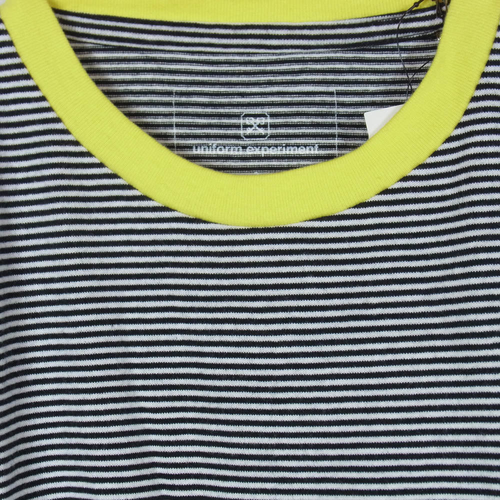 uniform experiment ユニフォームエクスペリメント UE-100050 ロゴプリント ボーダー 半袖 Tシャツ カットソー ブラック系 3【美品】【中古】