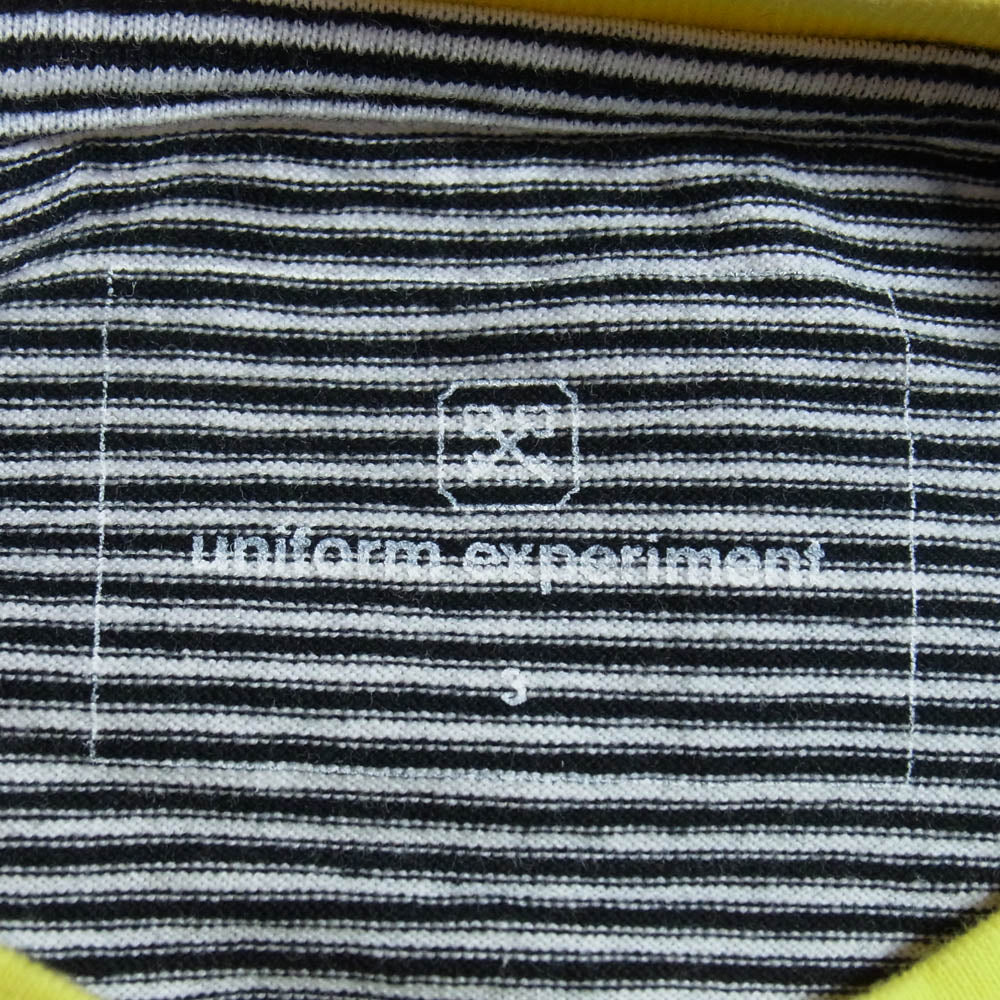 uniform experiment ユニフォームエクスペリメント UE-100050 ロゴプリント ボーダー 半袖 Tシャツ カットソー ブラック系 3【美品】【中古】