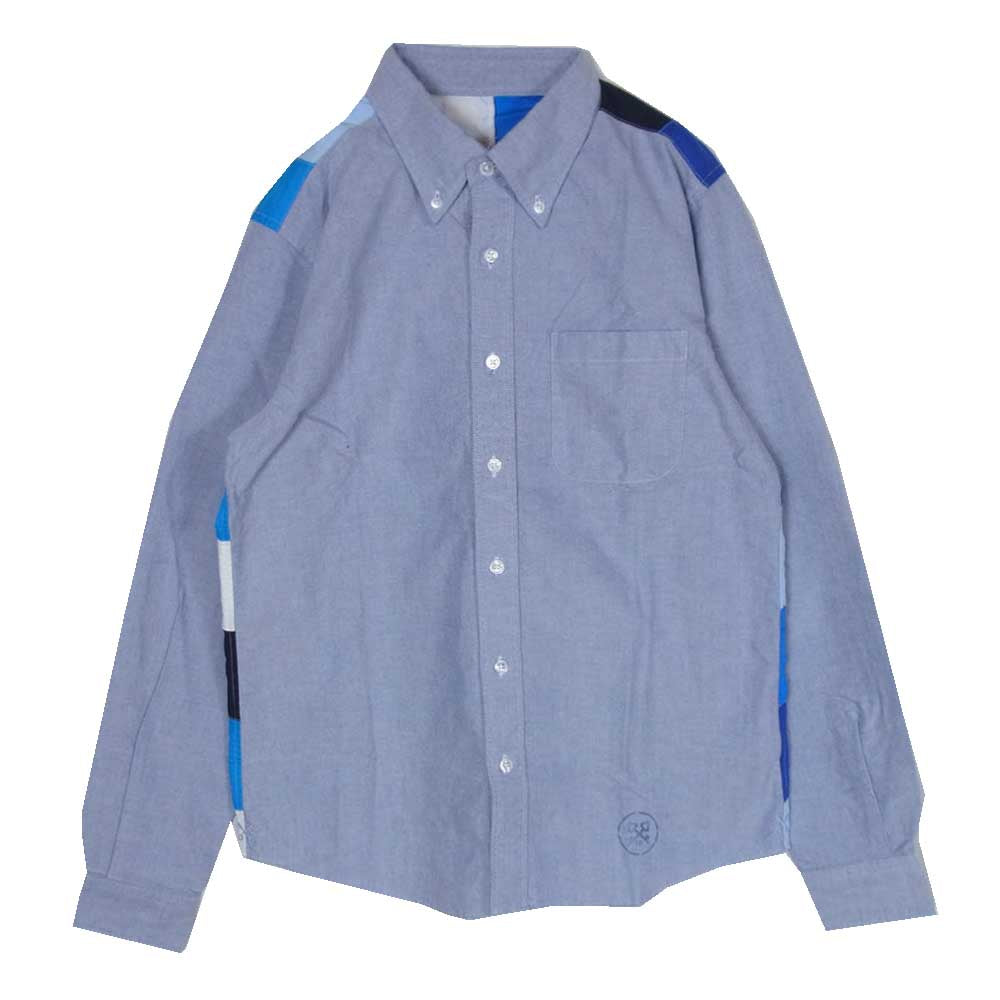 uniform experiment ユニフォームエクスペリメント 13AW UE-134070 BACK PANEL COLOR CHART B.D SHIRT バックパネル カラーチャート ボダンダウン 長袖 シャツ ブルー系 2【中古】