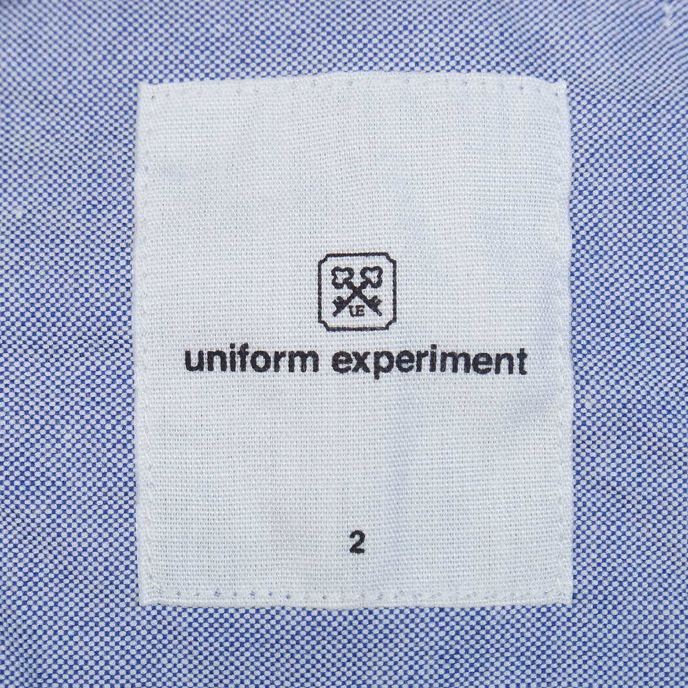uniform experiment ユニフォームエクスペリメント 13AW UE-134070 BACK PANEL COLOR CHART B.D SHIRT バックパネル カラーチャート ボダンダウン 長袖 シャツ ブルー系 2【中古】