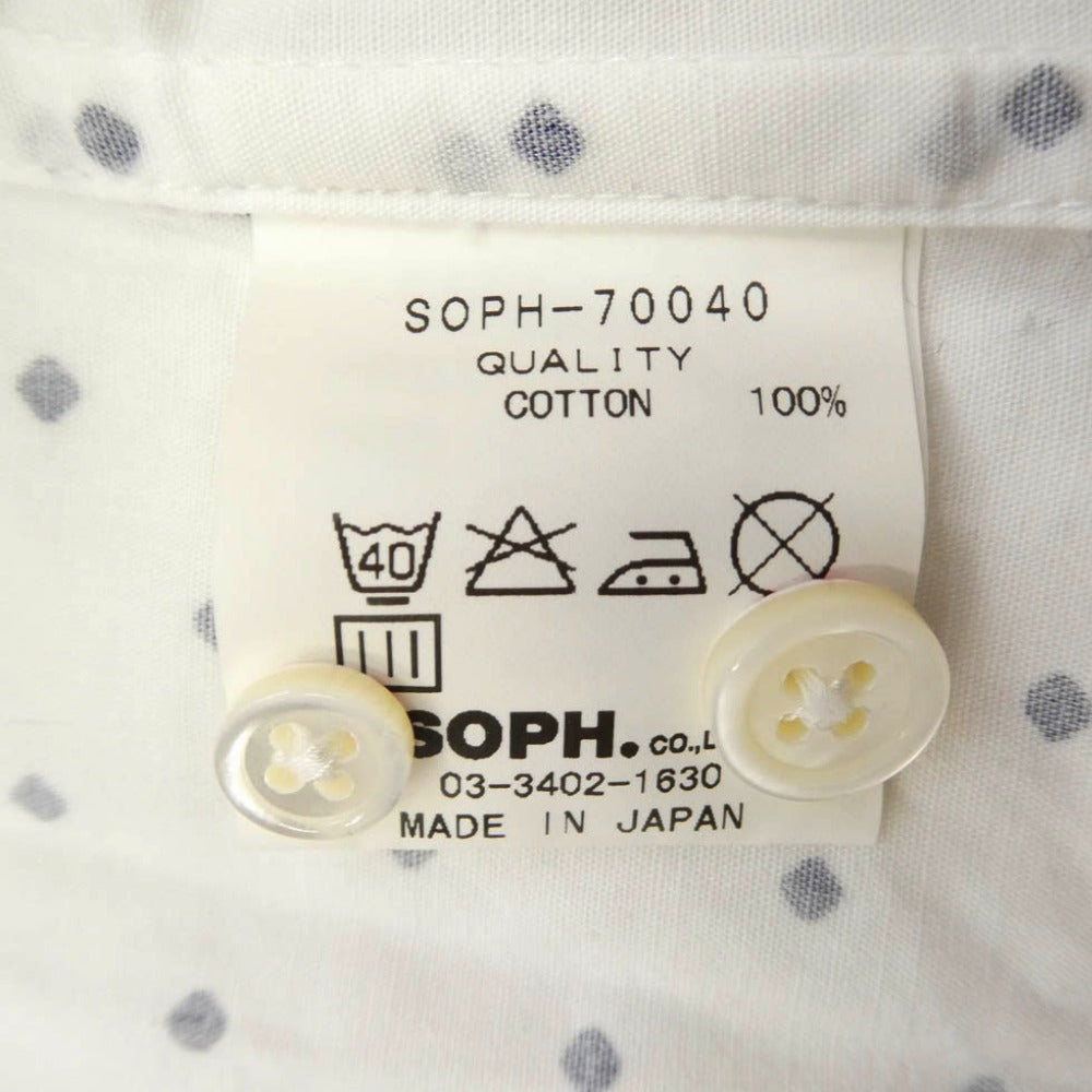 SOPHNET. ソフネット SOPH-70040 ドット総柄 ボタンダウン 長袖 シャツ ホワイト系 M【中古】