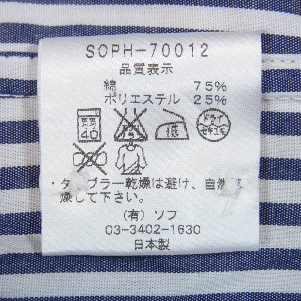 SOPHNET. ソフネット SOPH-70012 ストライプ 長袖 シャツ ネイビー系 M【美品】【中古】