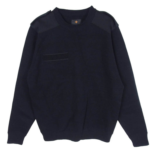 HEAD PORTER ヘッドポーター PLUS プラス エルボーパッチ 肩パッチ 切替 ウール ニット セーター ブラック系 L【中古】