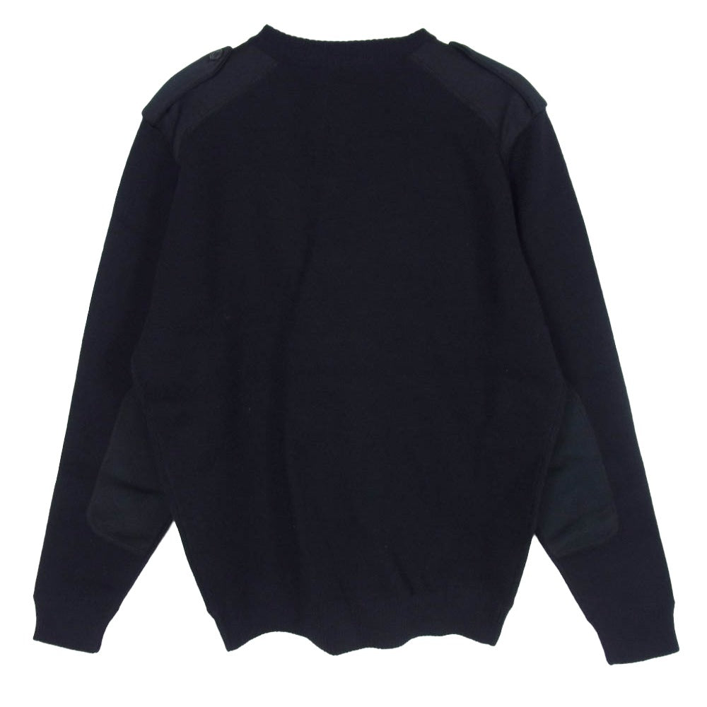 HEAD PORTER ヘッドポーター PLUS プラス エルボーパッチ 肩パッチ 切替 ウール ニット セーター ブラック系 L【中古】