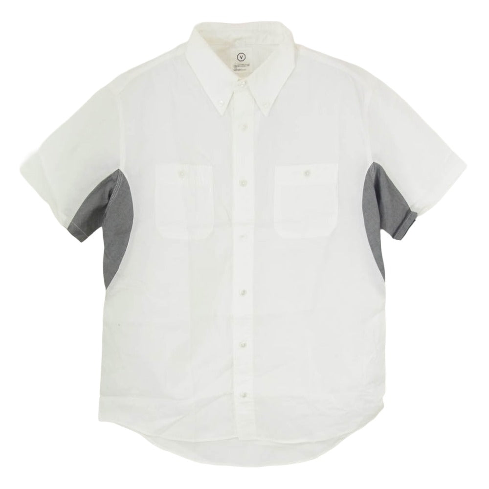 VISVIM ビズビム 切替 コットン ショートスリーブ ボタンダウン 半袖 シャツ ホワイト系 M【中古】