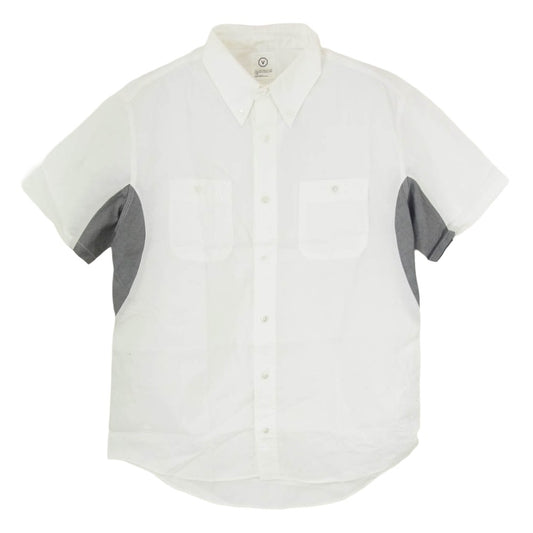 VISVIM ビズビム 切替 コットン ショートスリーブ ボタンダウン 半袖 シャツ ホワイト系 M【中古】