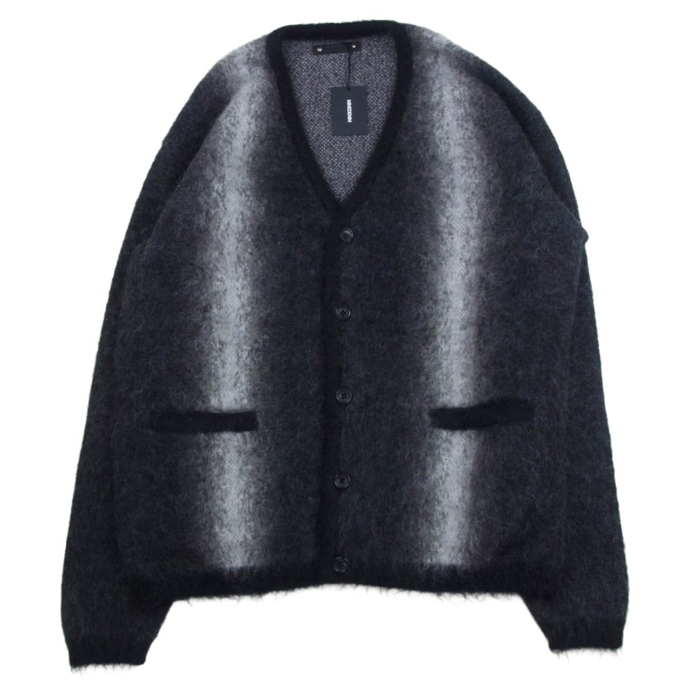 MINEDENIM マインデニム 2509-6001-97-022 Fuzzy Stripe Mohaie Knit Cardigan モヘア ニット カーディガン ブラック系 2【極上美品】【中古】
