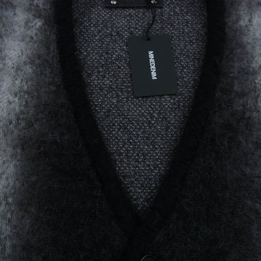 MINEDENIM マインデニム 2509-6001-97-022 Fuzzy Stripe Mohaie Knit Cardigan モヘア ニット カーディガン ブラック系 2【極上美品】【中古】