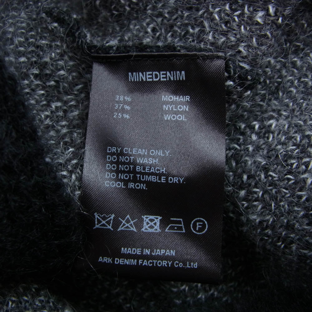 MINEDENIM マインデニム 2509-6001-97-022 Fuzzy Stripe Mohaie Knit Cardigan モヘア ニット カーディガン ブラック系 2【極上美品】【中古】