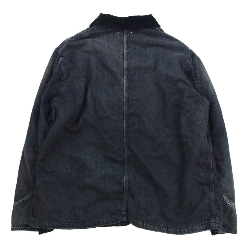 MINEDENIM マインデニム 25AW 2510-9004-95-022 襟コーデュロイ 裏地チェックフランネル デニム カバーオール ジャケット ブラック系 2【中古】