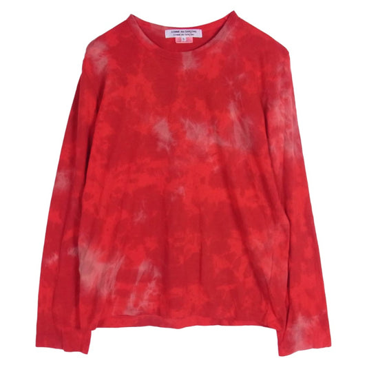 COMME des GARCONS コムデギャルソン RA-T032 コムコム タイダイ 長袖 Tシャツ ロングスリーブ カットソー レッド系 L【中古】