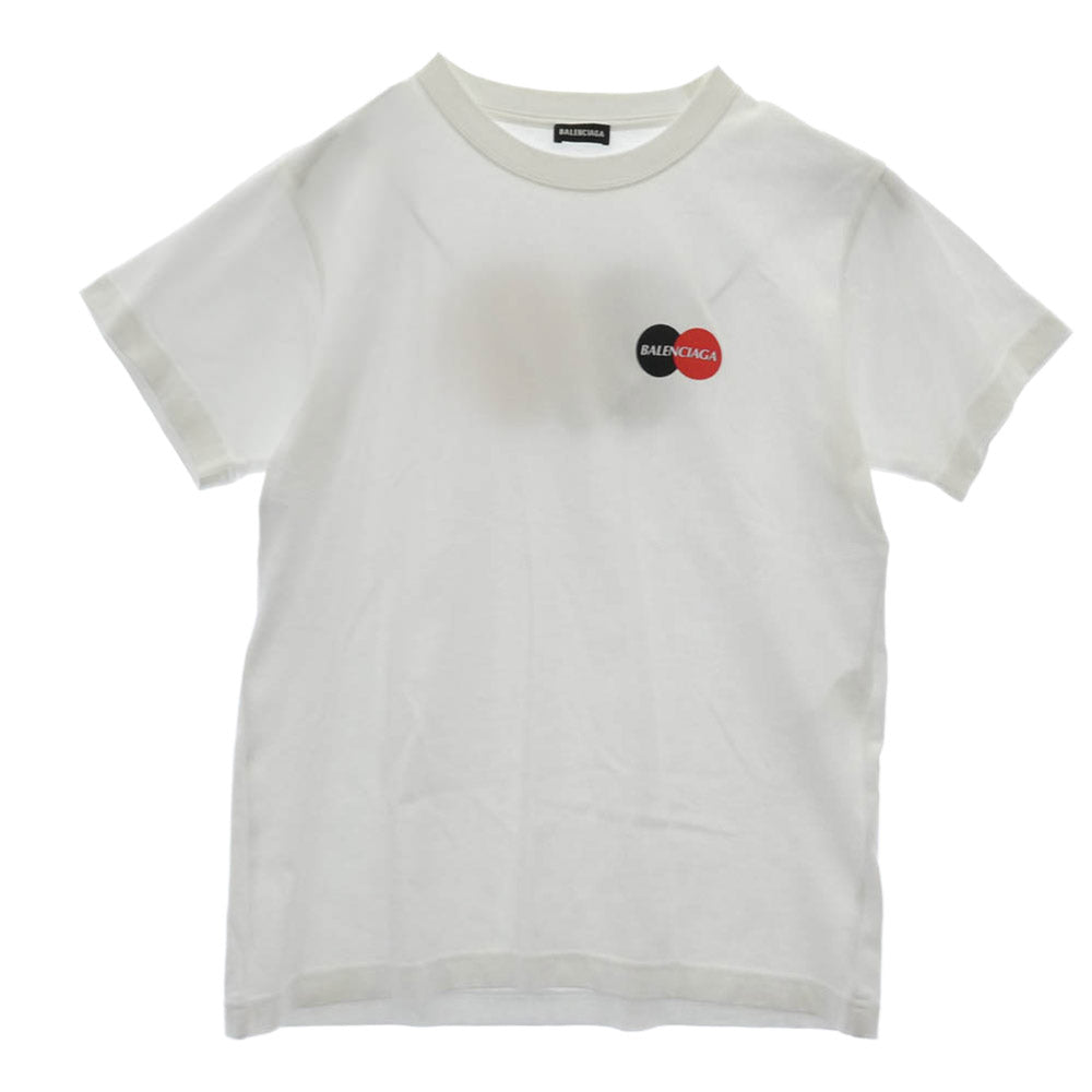 BALENCIAGA バレンシアガ 20SS Uniform Logo Cotton T-shirt クレジットカード ロゴ 半袖 Tシャツ ホワイト系 M【中古】