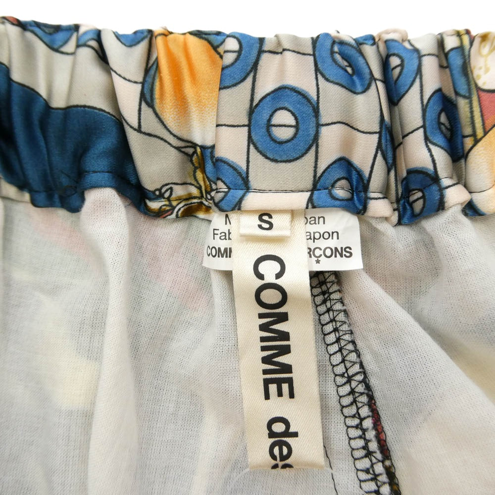 COMME des GARCONS コムデギャルソン GC-P023 本ライン 総柄 シルク レーヨン スカーフ イージー ワイド クロップド パンツ マルチカラー系 S【中古】