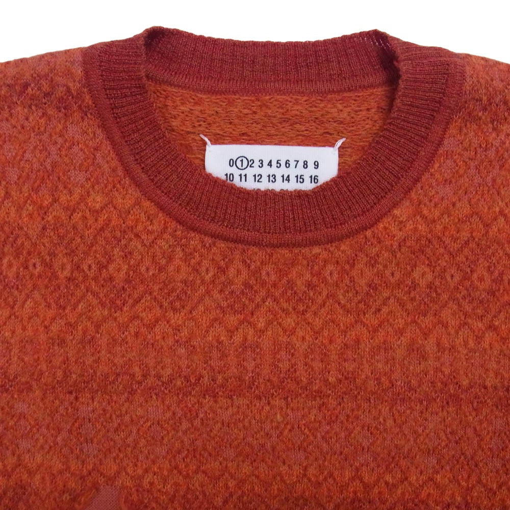 MAISON MARGIELA メゾンマルジェラ S51HA1179 1ライン 四つタグ ダメージ加工 ウール ニット セーター オレンジ系 S【中古】