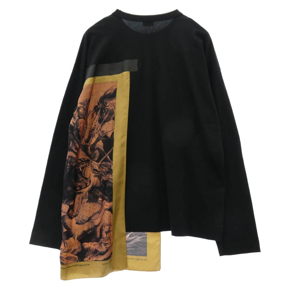 DRIES VAN NOTEN ドリスヴァンノッテン 22SS HEGLAND BIS 4605 M.K.JERSEY ヘグランド スカーフ 長袖 Tシャツ カットソー ブラック系 M【中古】