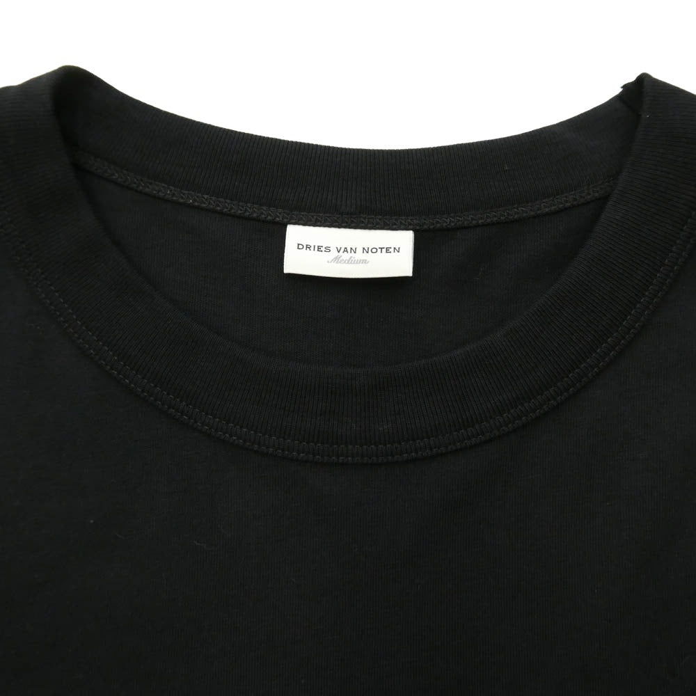 DRIES VAN NOTEN ドリスヴァンノッテン 22SS HEGLAND BIS 4605 M.K.JERSEY ヘグランド スカーフ 長袖 Tシャツ カットソー ブラック系 M【中古】