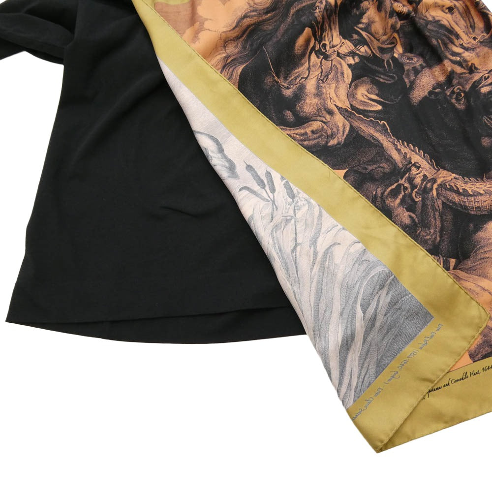 DRIES VAN NOTEN ドリスヴァンノッテン 22SS HEGLAND BIS 4605 M.K.JERSEY ヘグランド スカーフ 長袖 Tシャツ カットソー ブラック系 M【中古】