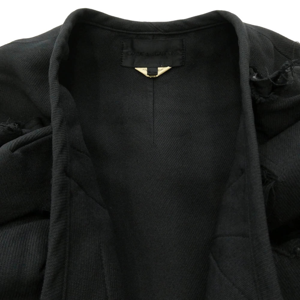 COMME des GARCONS コムデギャルソン 17AW GT-C008 本ライン ノースリーブ ノーカラー フリル リボン ロング ベスト ジレ ブラック系 S【中古】