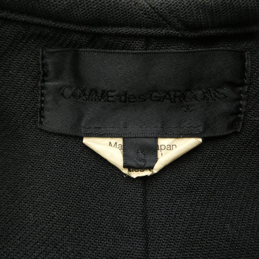 COMME des GARCONS コムデギャルソン 17AW GT-C008 本ライン ノースリーブ ノーカラー フリル リボン ロング ベスト ジレ ブラック系 S【中古】