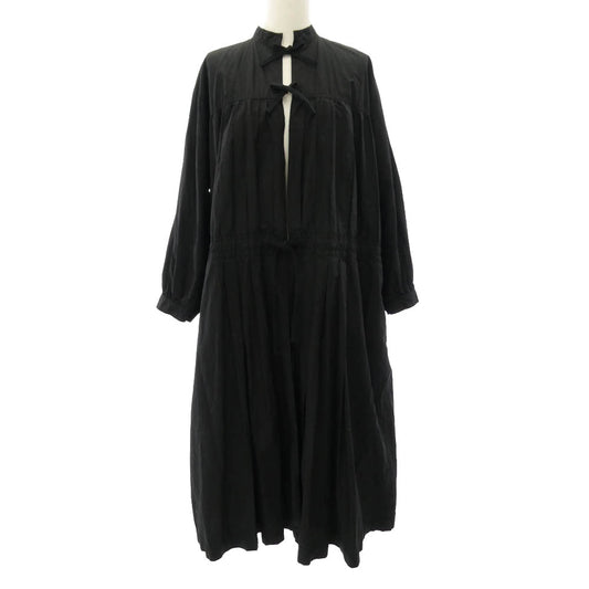 tricot COMME des GARCONS トリココムデギャルソン 19ss TC-C003 ポケット ストライプ プリーツ マキシ ロング ワンピース ブラック系 M【中古】