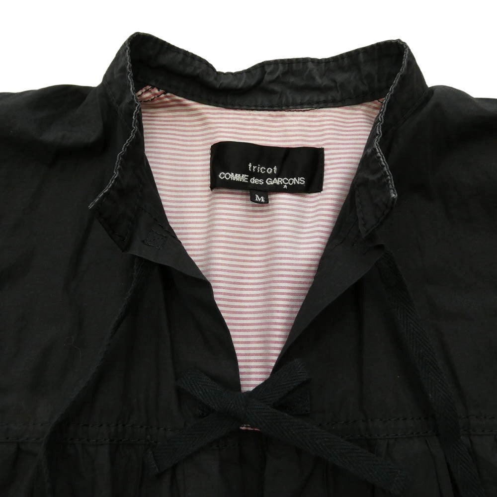 tricot COMME des GARCONS トリココムデギャルソン 19ss TC-C003 ポケット ストライプ プリーツ マキシ ロング ワンピース ブラック系 M【中古】