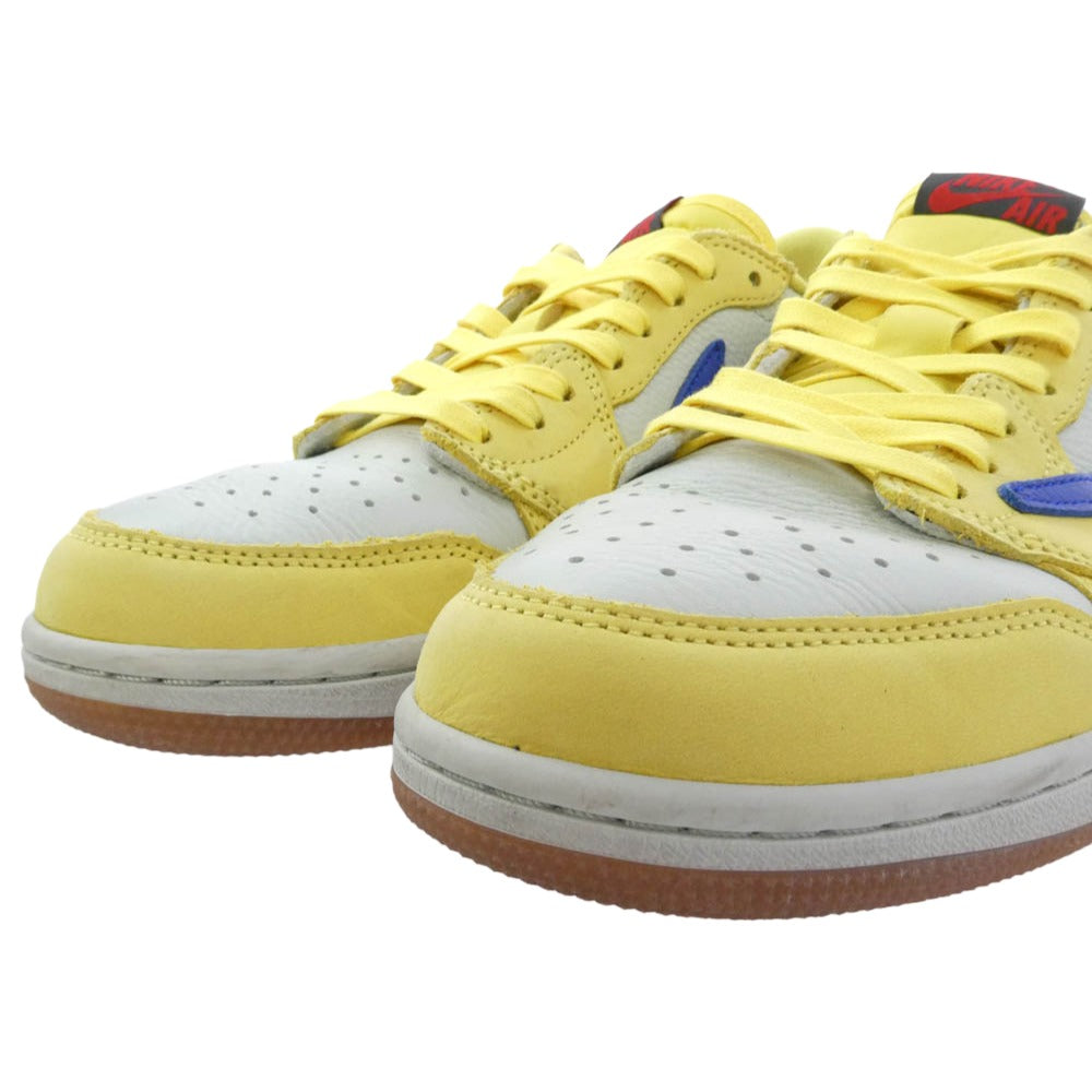NIKE ナイキ DZ4137-700 【フェイクバスターズ鑑定済】×Travis Scott Air Jordan 1 Low Canary トラヴィススコット ウィメンズ エアジョーダン 1 レトロ ロー OG カナリー ローカット スニーカー ホワイト系 イエロー系 27cm【中古】