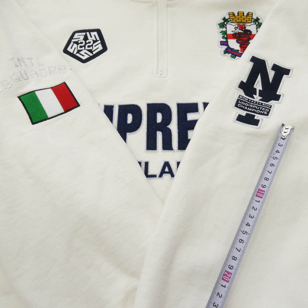Supreme シュプリーム 22AW Milano Half Zip Pullover ロゴワッペン ハーフジップ プルオーバースウェット ホワイト系 XXL【中古】