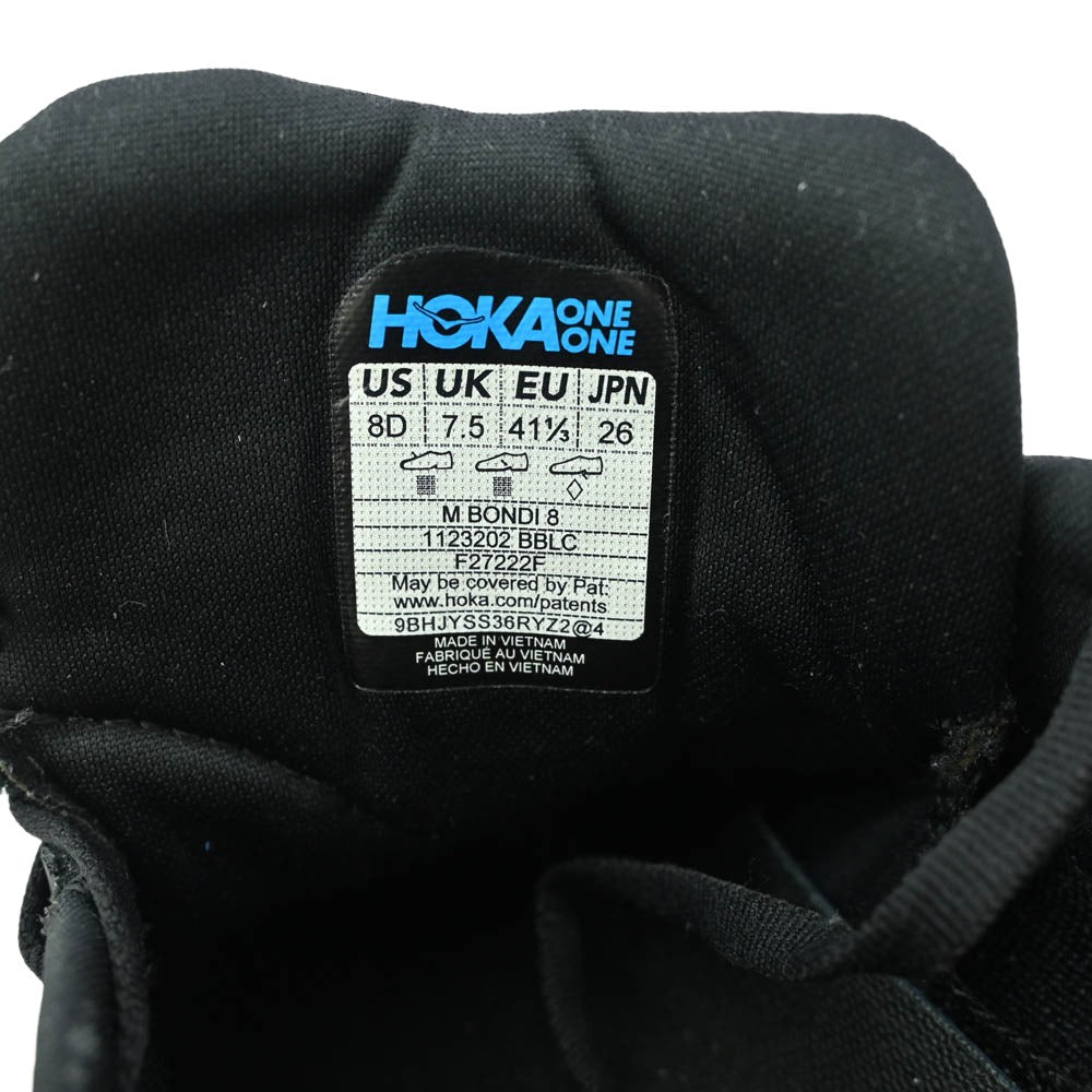 HOKA ONE ONE ホカ オネオネ 1123202 BONDI 8 ボンダイ ローカットスニーカー ランニングシューズ ブラック系 26cm【中古】