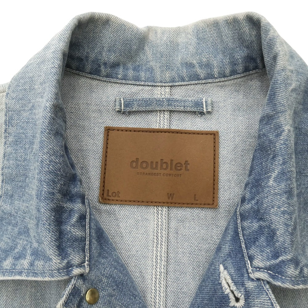 doublet ダブレット 24AW 24AW47BL204 CUT OFF DENIM COVERALL カットオフ デニム ペンキ加工 カバーオール インディゴブルー系 M【中古】