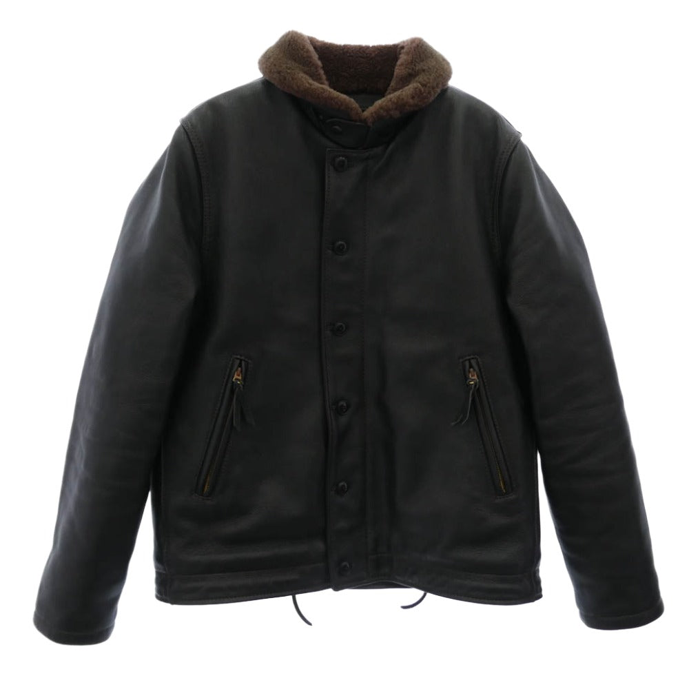 KADOYA カドヤ HEAD FACTORY ヘッドファクトリー N-1 ボアライナー付 ムートン レザー カーコート ダークブラウン系 5L【中古】