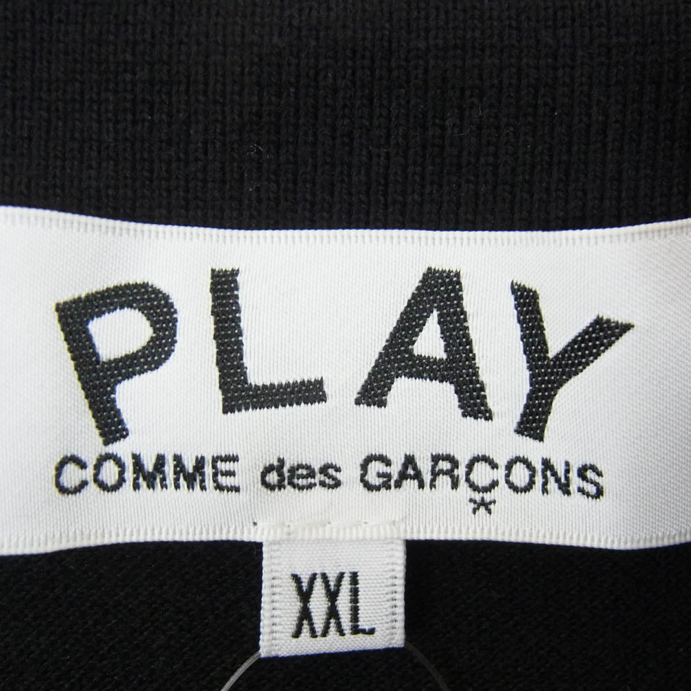 PLAY COMME des GARCONS プレイコムデギャルソン AX-T006 Polo Shirt With Red Emblem ハートワッペン 鹿の子 半袖 ポロシャツ ブラック系 XXL【中古】