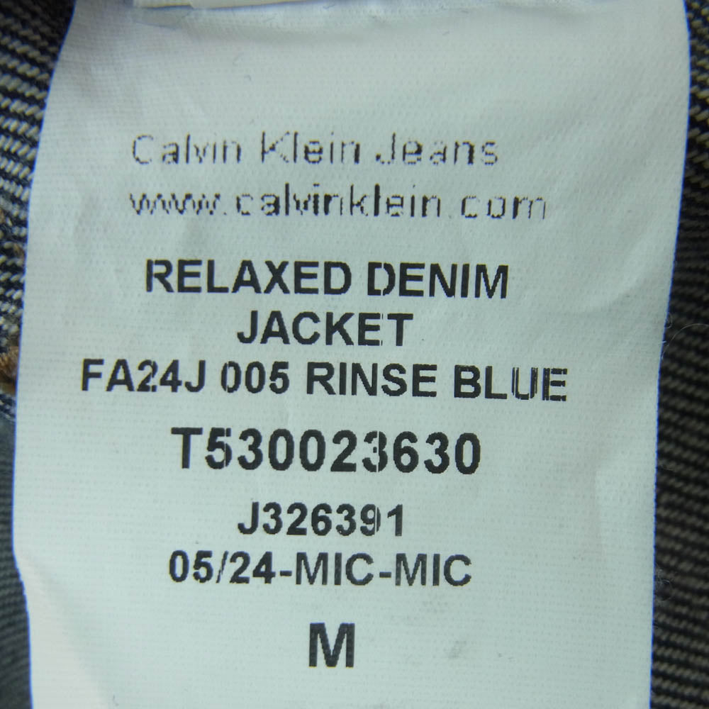 CALVIN KLEIN カルバンクライン J326391 RELAXED DENIM JACKET リラックス デニム ジャケット チュニジア製 インディゴブルー系 M【中古】