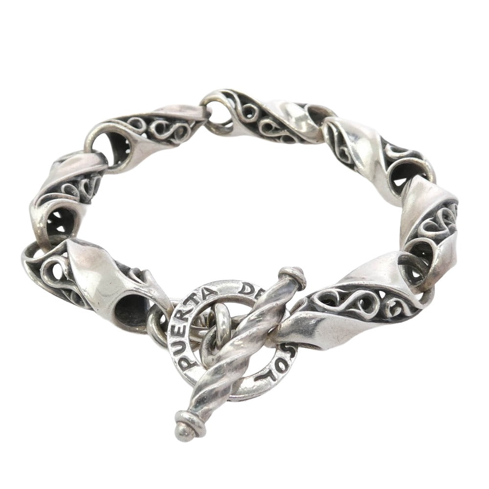 PUERTA DEL SOL プエルタデルソル シルバー950 唐草 ツイスト 7リンク Tバー ブレスレット シルバー系【中古】