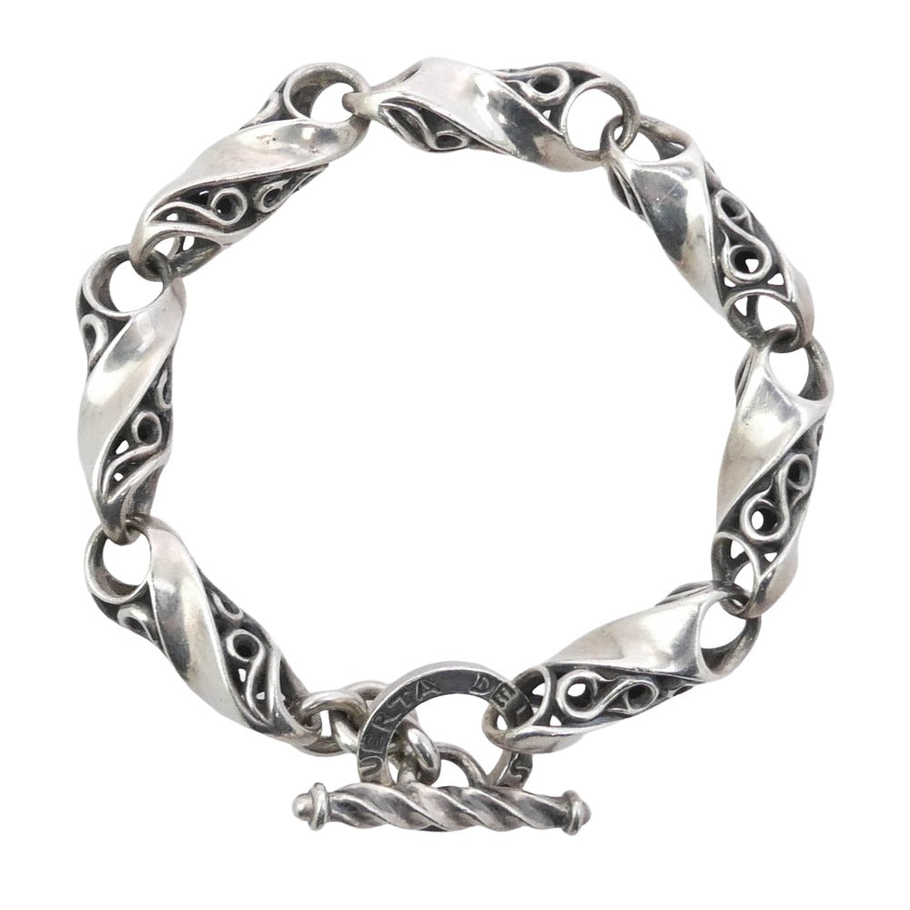PUERTA DEL SOL プエルタデルソル シルバー950 唐草 ツイスト 7リンク Tバー ブレスレット シルバー系【中古】
