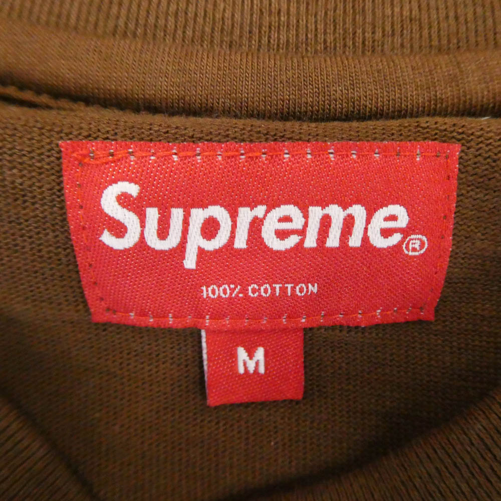 Supreme シュプリーム 22ss S/S Pocket Tee Brown ロゴ刺繍 ポケット 半袖 Tシャツ カットソー ブラウン系 M【極上美品】【中古】