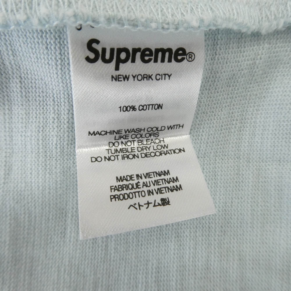 Supreme シュプリーム S/S Pocket Tee Brown ロゴ刺繍 ポケット 半袖 Tシャツ カットソー ライトブルー系 M【美品】【中古】