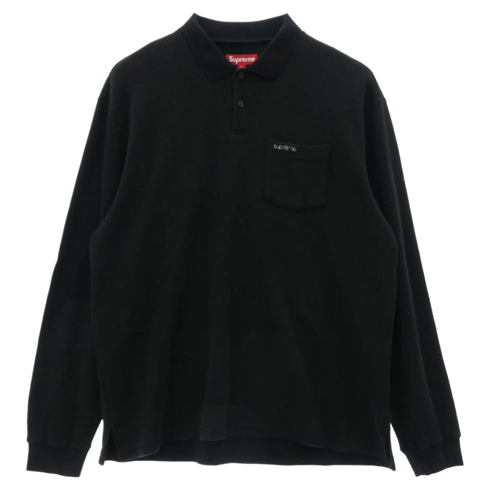 Supreme シュプリーム 23AW Thermal L/S Polo サーマル ロングスリーブ 長袖 ポロシャツ ブラック系 L【極上美品】【中古】