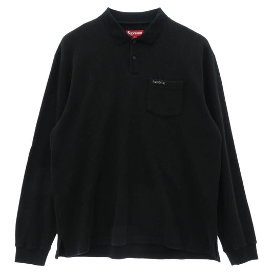 Supreme シュプリーム 23AW Thermal L/S Polo サーマル ロングスリーブ 長袖 ポロシャツ ブラック系 L【極上美品】【中古】
