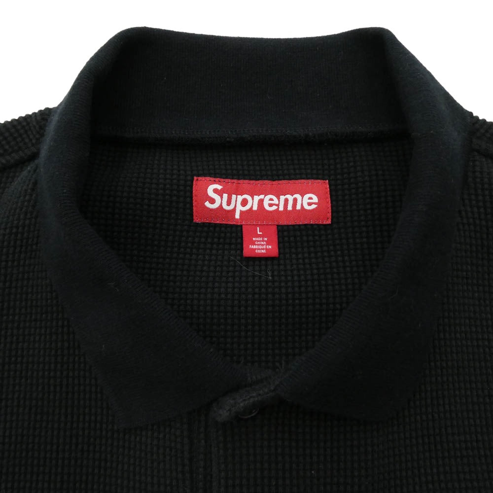 Supreme シュプリーム 23AW Thermal L/S Polo サーマル ロングスリーブ 長袖 ポロシャツ ブラック系 L【極上美品】【中古】