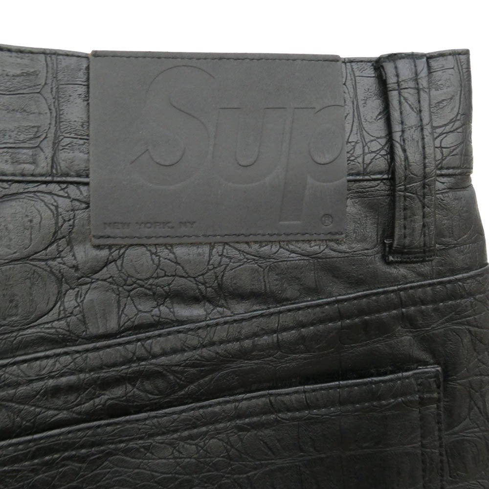 Supreme シュプリーム 22SS Faux Croc Painter Pant クロコ型押し ペインター パンツ ブラック系 32【極上美品】【中古】