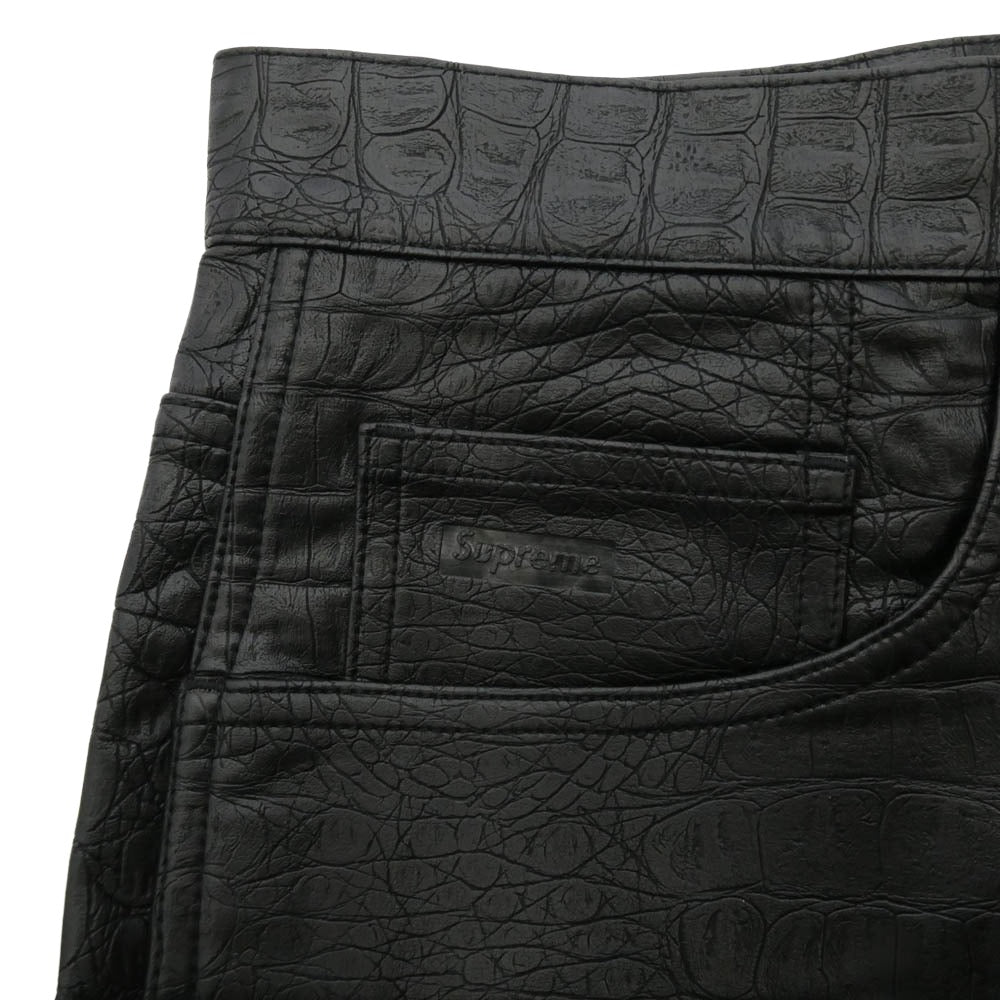 Supreme シュプリーム 22SS Faux Croc Painter Pant クロコ型押し ペインター パンツ ブラック系 32【極上美品】【中古】