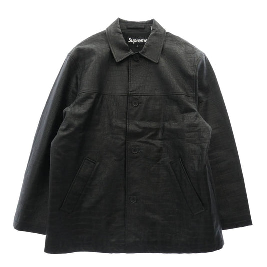 Supreme シュプリーム 22SS Faux Croc Car Coat クロコ型押し カーコート ジャケット ブラック系 M【極上美品】【中古】