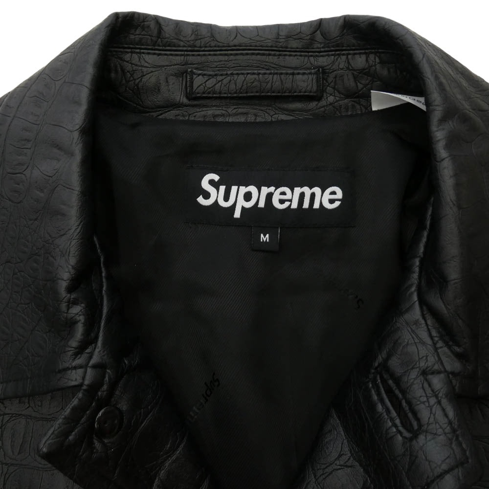 Supreme シュプリーム 22SS Faux Croc Car Coat クロコ型押し カーコート ジャケット ブラック系 M【極上美品】【中古】